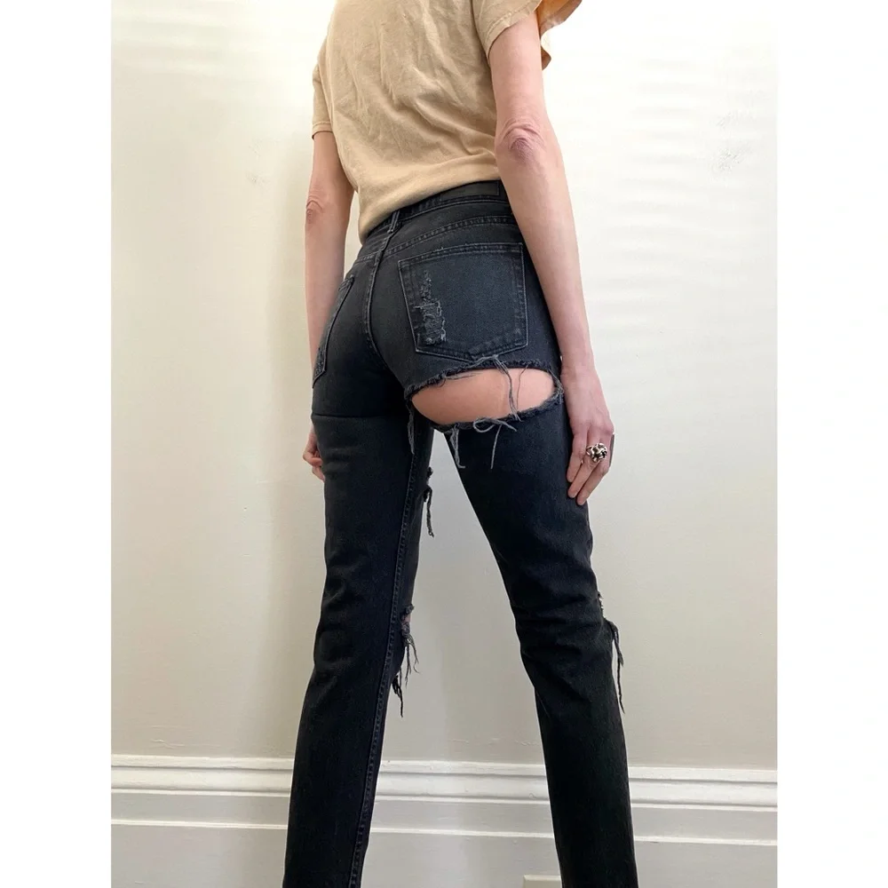 GRLFRND Denim Karolina Jeans in Travelin' Band Ripped Black jeans - Picture 5 of 9